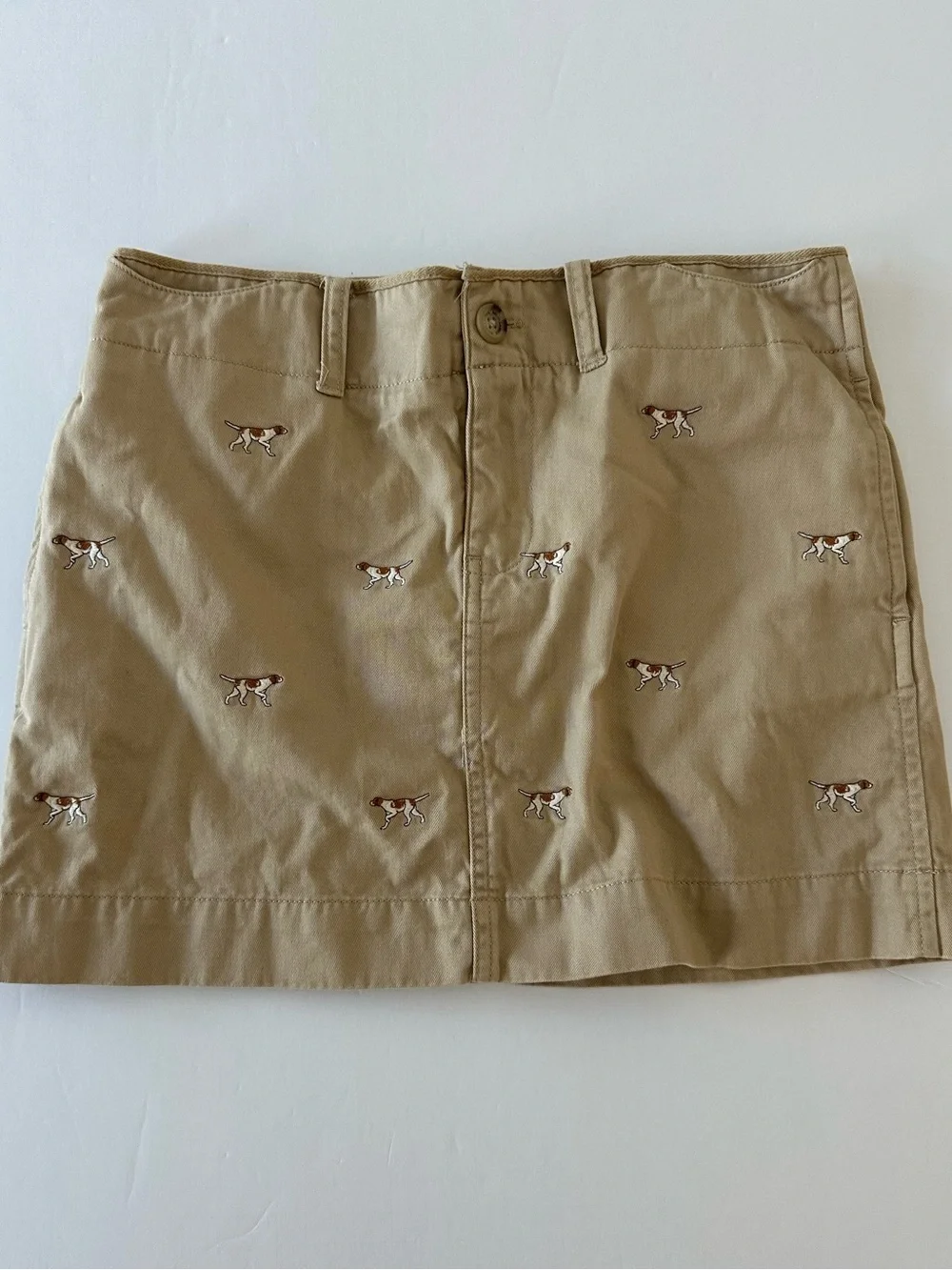 Ralph Lauren Girls Khaki Mini skirt With Embroidered Dogs Size 16 Classic